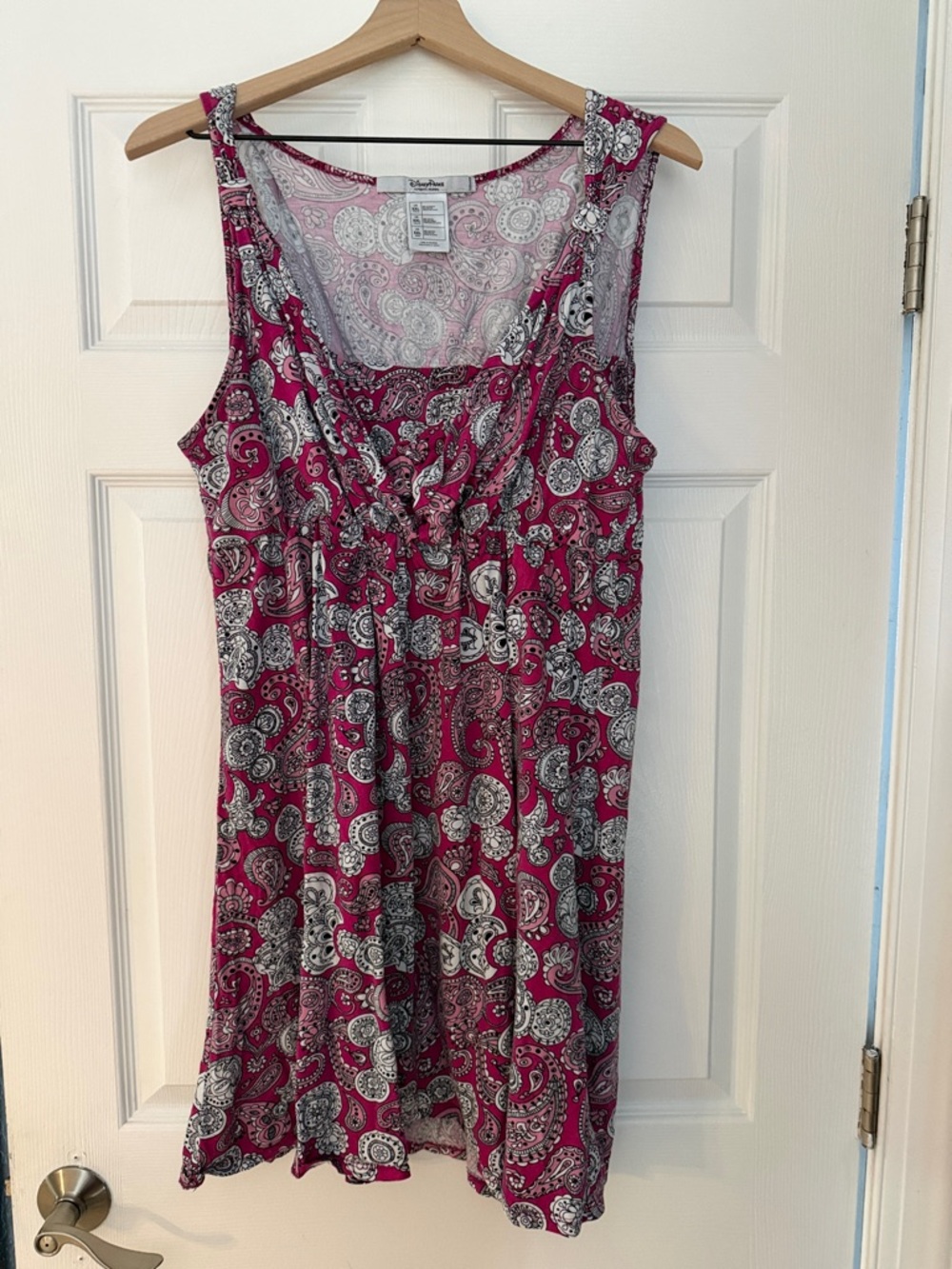 Disney Magenta Paisley Sleeveless Mini Dress with Mickey paisley pattern